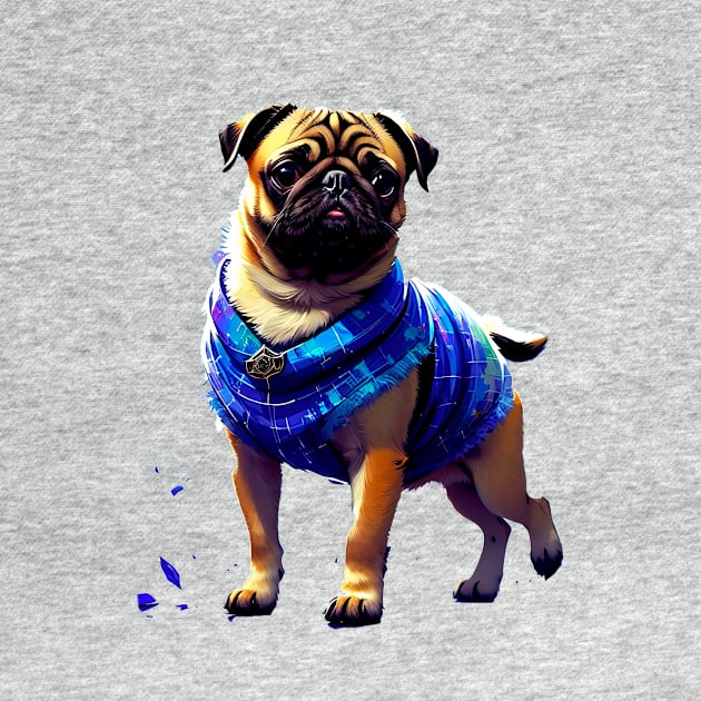 Colorful Pug in Traditional African Boubou Celebrating African Culture by fur-niche